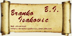 Branko Isaković vizit kartica